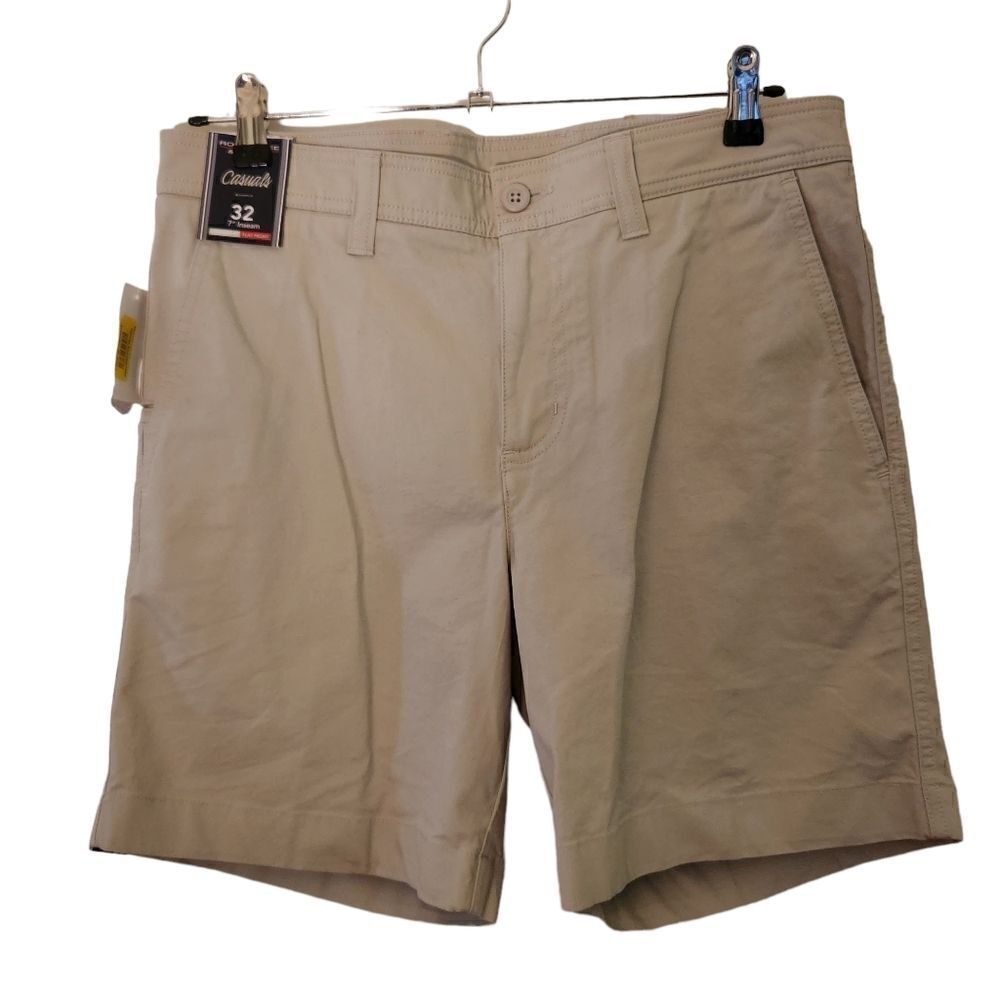 Roundtree & Yorke Mens Casual Straight Fit Flat Front Stretch Shorts Size 32